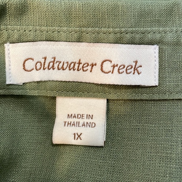 Coldwater Creek Women’s 1X Linen Green 3/4 Sleeve Button Up Shirt - Picture 5 of 9